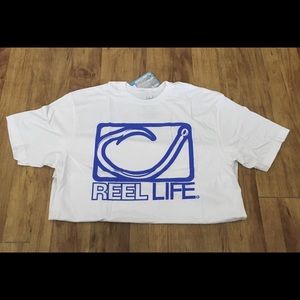Reel Life Shirts - NWT REEL LIFE Hook Print Logo Tee Shirt - Large Reel Life Shirts - NWT REEL LIFE Hook Print Logo Tee Shirt - Large